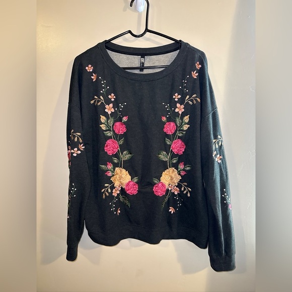 Kut Floral Embroidered Oversized Sweater Rose Cottage Grandma Core Boho Women L - Picture 1 of 8